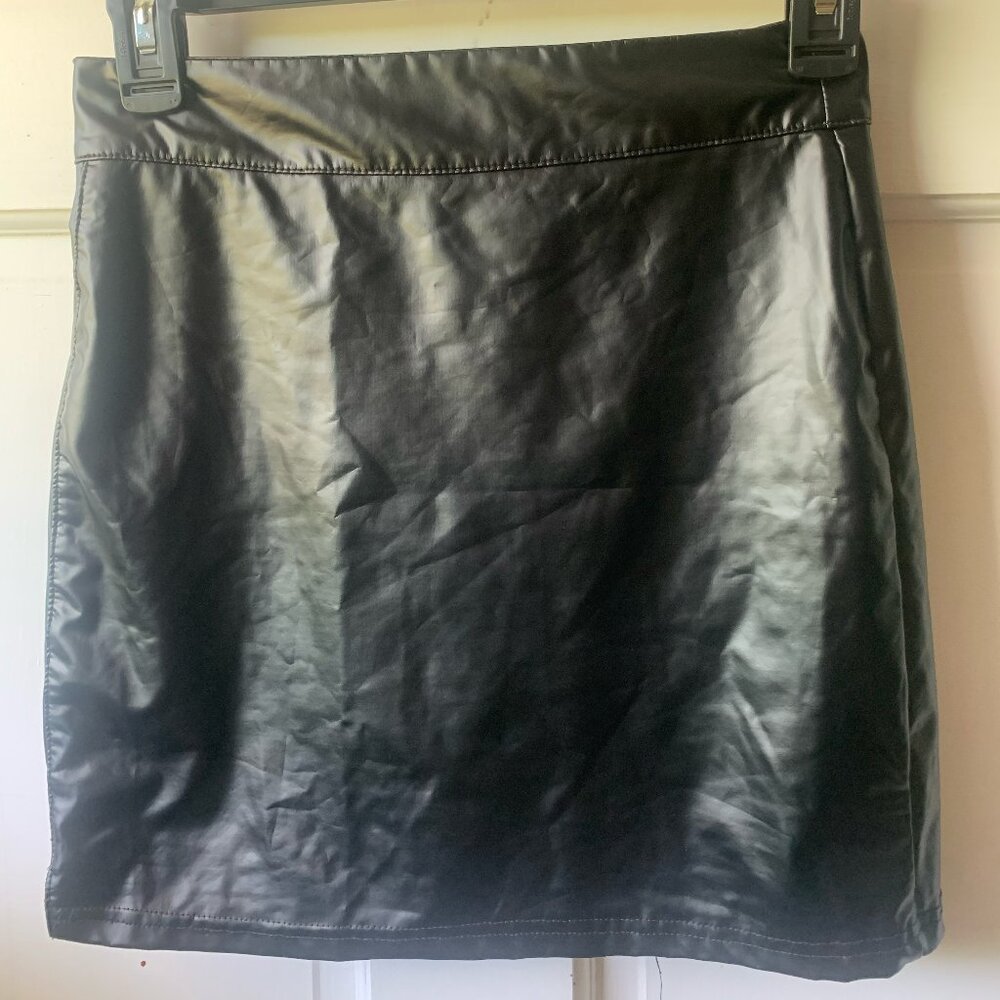 Faux Leather Miniskirt in Black - Size S